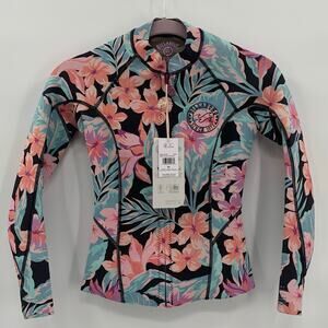 Billabong Peeky Wetsuit Jacket Womens X-Small Surf Capsule Floral Full Zip NWT